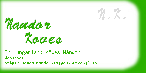 nandor koves business card