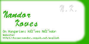 nandor koves business card